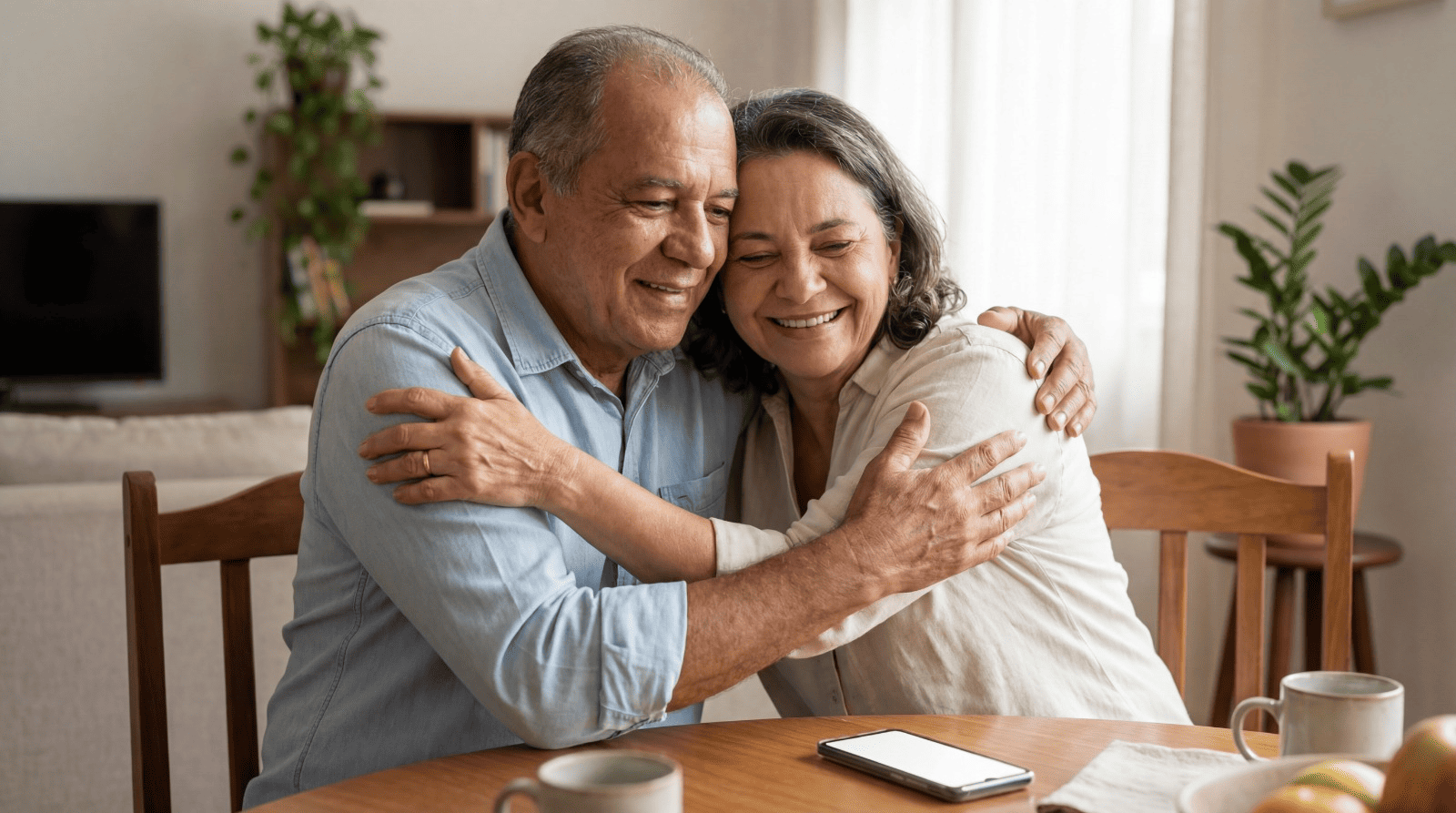Família recebendo suporte e tranquilidade